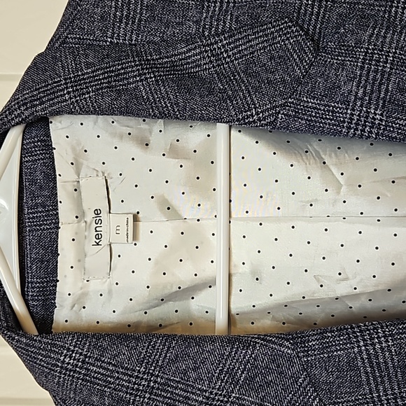 EUC Kensie Blue Plaid Blazer with Polkadot Lining Size Medium - Picture 2 of 5